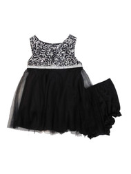 Marmellata Infant & Toddler Girls Black Sparkly Sequin Rose Party Dress