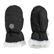 Aquarius Girls Black Faux Fur Trim Snow & Ski Mittens Fleece & Thinsulate Lining