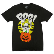 Halloween Mens Black Ghost & Pumpkin Boo! Graphic T-Shirt
