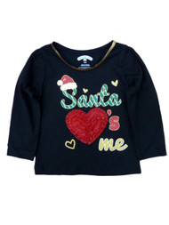 Holiday Time Infant & Toddler Girls Santa Loves Me Christmas Heart Tee Shirt