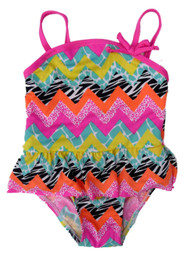 Baby Buns Infant & Toddler Girls 1 PC Mulit ZigZag Tutu Swim Suit Swimming