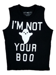 Fifth Sun Women Black I'm Not Your Boo Halloween T-Shirt Ghost Tank Top Shirt