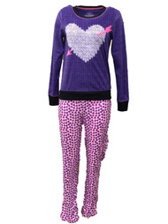 Celestial Dreams Womens Purple Heart Pajamas Fleece Pajama Set
