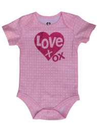 Infant Girls Pink Love XOX Heart Print Creeper Valentines Day Bodysuit