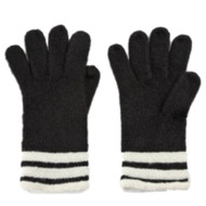 Fownes Womens Black and White Stripes Knit Fownes Gloves