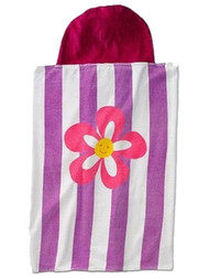 Jumping Beans Pretty Flower Hooded Bath Towel Child Size Pink Purple Cotton Wrap