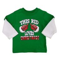 Holiday Time Infant Boys Green This Kid Loves Christmas! Long Sleeve T-Shirt