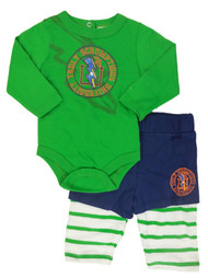 Truly Scrumptious Infant Boys Green Lightning Bolt Creeper Striped Pants Set