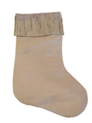 North Pole Tan Christmas Stocking With Handloom Silk Cuff Brown