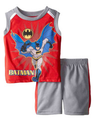 DC Comics Infant Boys 2 Piece Sleeveless Batman Shirt & Mesh Shorts Set