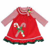 Rare Too Infant Toddler Girls Red Polka Dot Christmas Jumper Candycane Dress