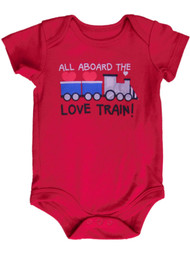 Infant Boys Red All Aboard The Love Train Valentines Day Creeper Bodysuit