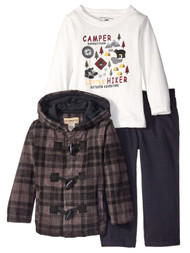 Kids Headquarters Infant Boys 3 Piece Camp Shirt Pants & Hooded Jacket