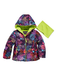 Pistachio Toddler & Girls Graffiti Peace Love Smile Puffer Jacket Coat