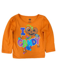 Happy Halloween Infant Toddler Girls I Love Candy T-shirt Pumpkin Tee Shirt