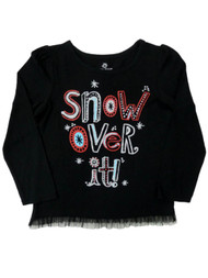 Girl Snow Over It Black Glittery Long Sleeve Shirt Holiday T-Shirt
