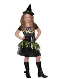 Disguise Girls Witch Costume Spellcaster Witch Dress & Hat Set