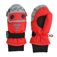 Aquarius Little Boys Red & Gray Shark Waterproof Snow & Ski Mittens