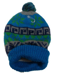 S0 Womens Blue Pom Pom Beanie Sherpa Lined Stocking Cap Hat