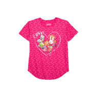 Shopkins Girls Pink Heart Print Love Valentine Short Sleeve Tee Shirt T-Shirt