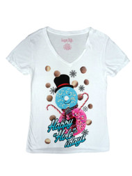 Sugar High Junior Womens Happy Hole Idays Christmas T-Shirt Holiday Tee Shirt