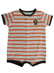 Carters Infant Boys White & Orange Striped Button Up Monkey Romper Bodysuit