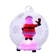 4" Glass LED Color Changing Santa Snow Globe with Red Bird