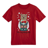 Seven Oaks Boys Red Christmas Bear Light Up Bowtie T-Shirt
