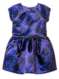 Toddler Girls Blue Polka Dot Sateen Holiday Party Dress