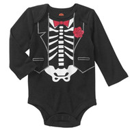 Infant Boys First Halloween Creeper Black Skeleton Vampire Rose Bodysuit