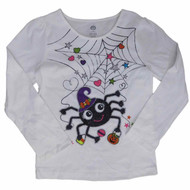 Infant & Toddler Girls Halloween Tee Shirt White Glitter Spider Web T-Shirt