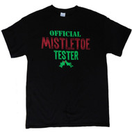 Mens Black Official Mistletoe Tester Christmas Holiday T-Shirt