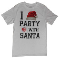 Seven Oaks Mens White Light Up Party With Santa Christmas Holiday T-Shirt