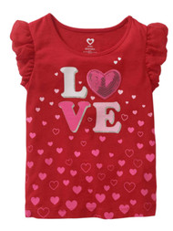 Toddler Girls Red & Pink Glitter Love Valentines Day T-Shirt Heart Tee Shirt