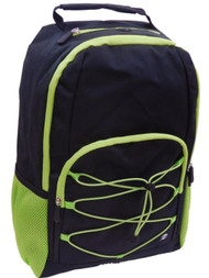 Performance Black 17" Backpack with Lime Bungee Accent School Travel Pack