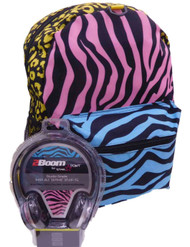 Starpoint Tech Ready Backpack & Headphones Colorful Animal Print Pattern Pack