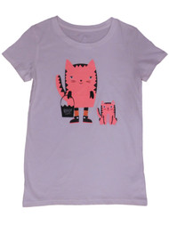 Girls White & Pink Trick or Treating Kitty Cats Halloween Tee Shirt Top