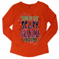 Womens Orange This is My Scary Grandma Costume Shirt Long Sleeve Halloween Tee