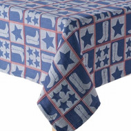 Celebrate Americana Cowboy Stars Boots Tablecloth Fabric Table Cloth 52x70