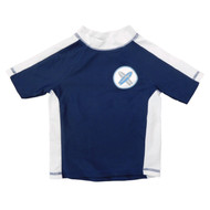 Infant & Toddler Boys Navy Blue/White Surfboard Rash Guard Swim Shirt