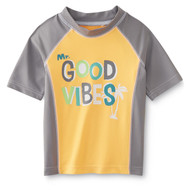 Toddler Boys Orange/Gray Good Vibes Tropical Rash Guard Swim Shirt