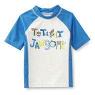 Infant Boys White/Blue Totally Jawsome Shark Rash Guard Swim Shirt