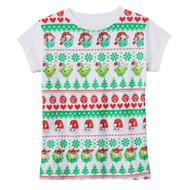 Girls White Shopkins Christmas T-Shirt Santa Holiday Tee Shirt