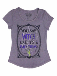Junior Womens You Say Witch Like It's A Bad Thing Halloween Shirt Semi-Sheer Tee