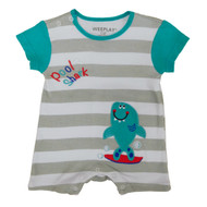 Infant Boys Gray/White Striped Shark Romper