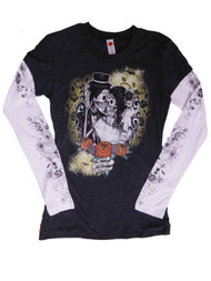 Junior Womens True Love Wedding Shirt Skeleton Corpse Bride Halloween Tee