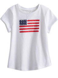 Infant Girls White Patriotic T-Shirt Tee Rhinestone Flag 4th July Tee Shirt