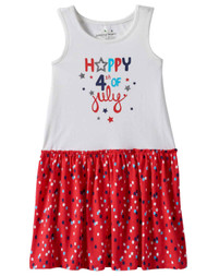 Toddler Girls Patriotic Happy 4th of July Red White & Blue Tank Dress