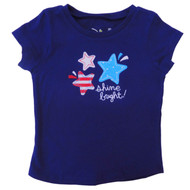 Infant Girls Blue Patriotic 4th of July T-Shirt  Shooting Stars Tee Shirt