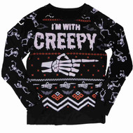 Junior Womens Black Skeleton Halloween Sweatshirt I'm Witch Creepy Top
